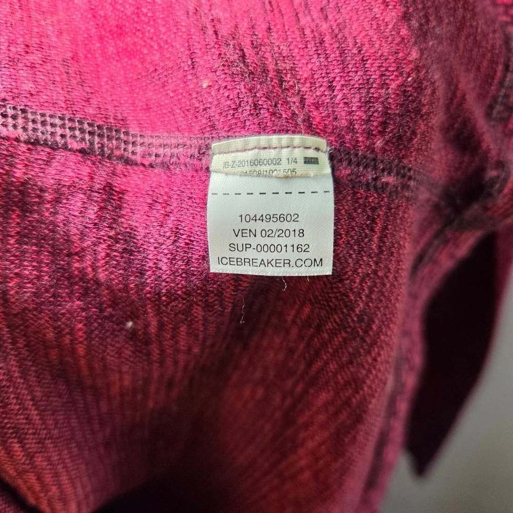 Icebreaker Womens 260 Merino Wool 1/4 Zip Pullover Shirt Red Magenta Medium - Picture 6 of 7